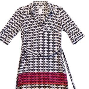 Laundry by Design geometric women’s mini dress sz 2 black white & red